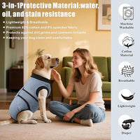 Idepet Dog Recovery Suit Female,Dogs Onesie Suit Surgery Male Breathable Pet Bodysuit for Spay Neuter E-Collar & Cone Alternative Surgical Suit Puppy Abdominal Anti Licking Wounds Shirt (Gray, XS)