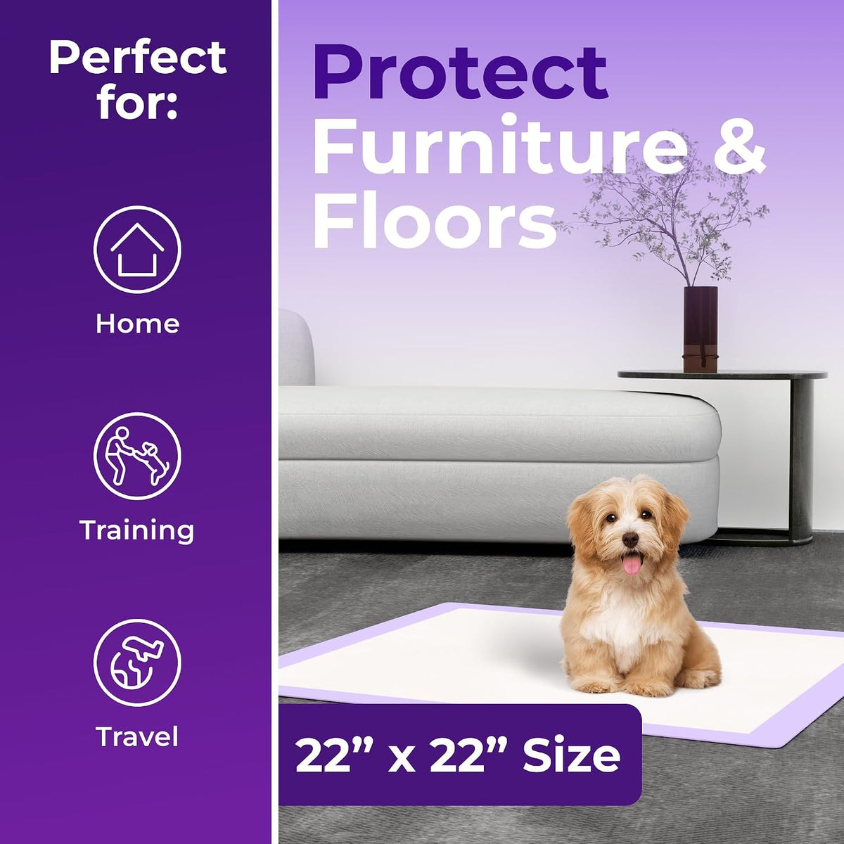 4 Pack Washable Pee Pads for Dogs 34"x36" - Purple / 80 Pack - 22x22 - image 3