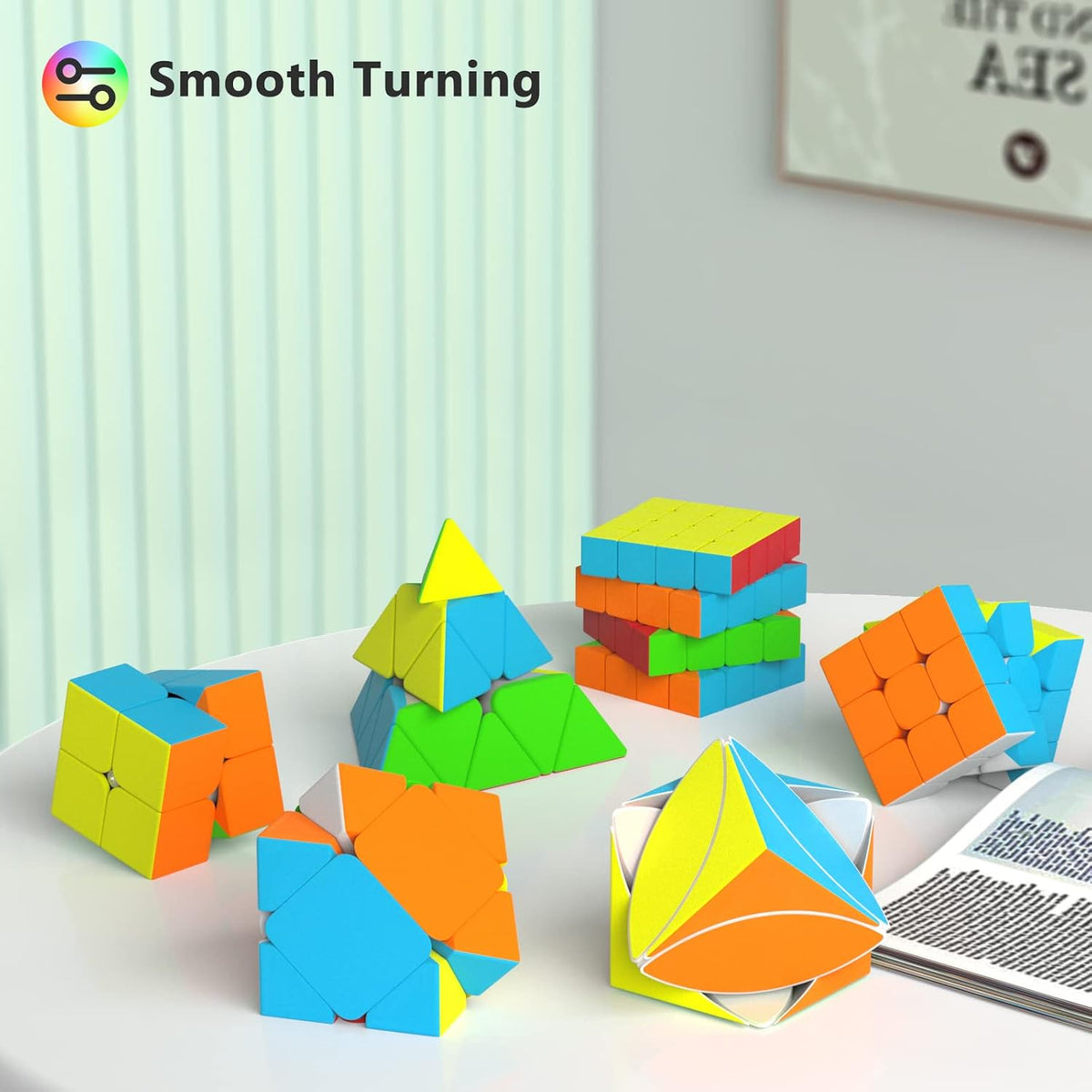 Vdealen Speed Cube Set, 2x2 4x4 Pyramid Mirror Dodecahedron Magic Cube Pack, Puzzle Cube Bundle - 6 Pack-Cube Set - image 4