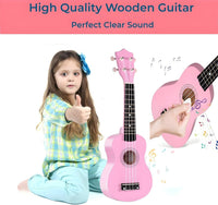 Jakeloo 21 inch pink wooden acoustic guitar with 4 strings for beginners - view 7