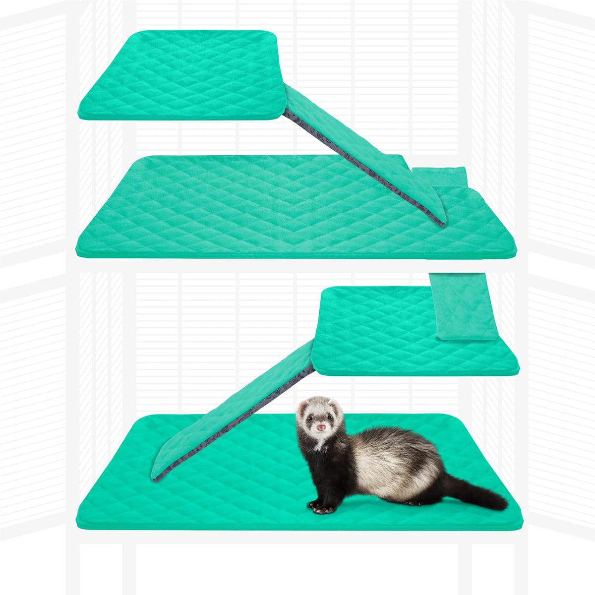 Paw Inspired green fitted fleece liner set for 2-story Ferret Nation and Critter Nation cages - view 2