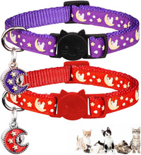 Baeuppit 2Pcs Breakaway Cats Collars Cat Collars for Boy & Girl Cats - 7.0-10.7'' / Purple+Scarlet