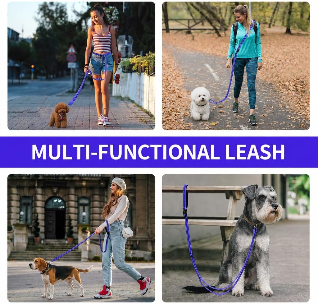 Kazazoo Hands-Free Dog Leash Adjustable Length 5-8 Ft - Blue / M - image 3