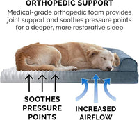 Furhaven Orthopedic Dog Bed for Large Dogs w/ Removable Bolsters & Washable Cover, For Dogs Up to 95 lbs - Sherpa & Chenille Sofa - Orion Blue, Jumbo/XL