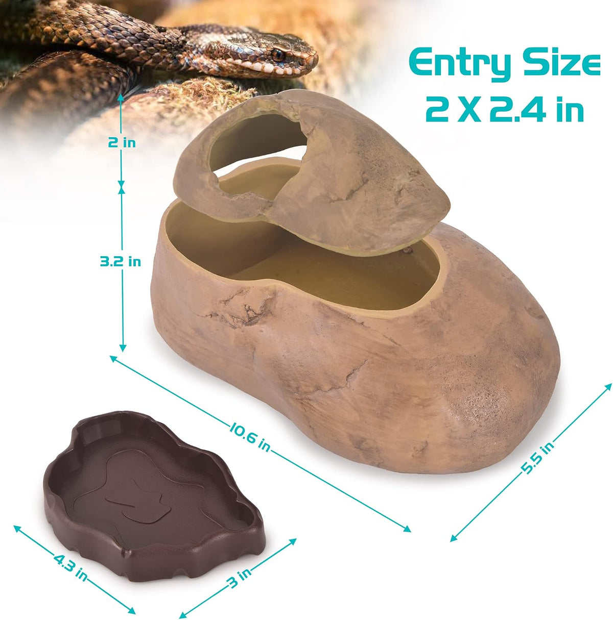 Antidious Snake Hide Cave for Gecko Shedding - Large - image 2