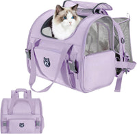 Expandable Large Cat Carrier Backpack, Supports up to – Essentials for Dogs - 16.5"L x 10.2"W x 15.8"H / Lavender