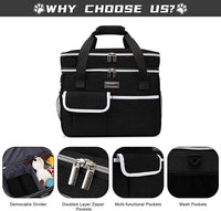 BAGLHER Dog Travel Bag for Supplies - Double-Layer Airline Approved Weekend Pet Travel Organizer Set for Dog and Cat Tote with 2 Pet Food Containers and 2 Collapsible Silicone Bowls Black
