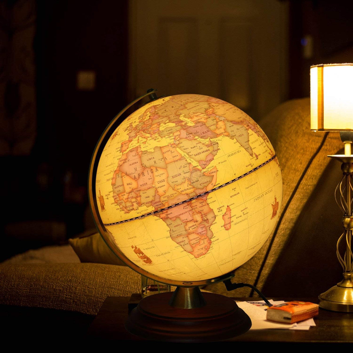TTKTK Illuminated World Globe for Adults & Kids with Wooden Stand