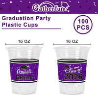 Gatherfun 100 Pcs 16oz Football Plastic Cups - Pruple - image 2