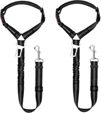 2 Pack Dog Seat Belt for Car, Headrest Restraint Safety Leads – Essentials for Dogs - Black / Elastic(With Buckle)