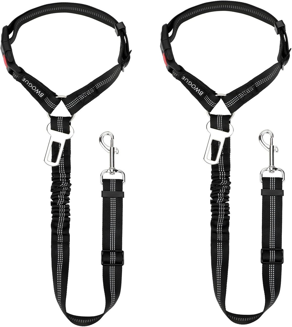 2 Pack Dog Seat Belt for Car, Headrest Restraint Safety Leads – Essentials for Dogs - Black / Elastic(With Buckle)