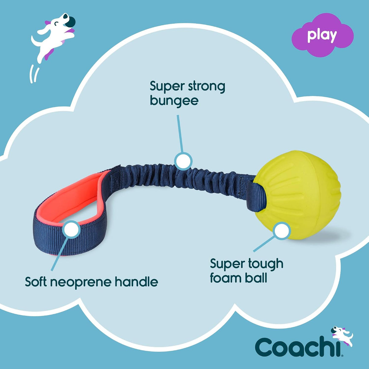 Coachi Tuggi Tug, Interactive Dog Toy for Tug of War & Play - Tuggi Ball - image 3