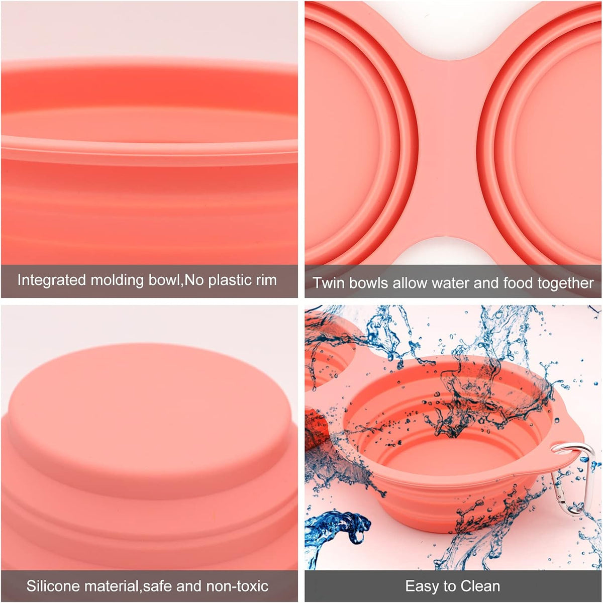 SLSON Collapsible Dog Bowls - Coral Pink - image 4