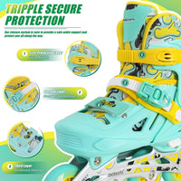 Nattork adjustable inline skates for kids with light-up wheels and checkerboard upper - view 18