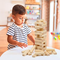 Canuan tumbling tower game, 54 wooden stacking blocks with storage bag - view 2