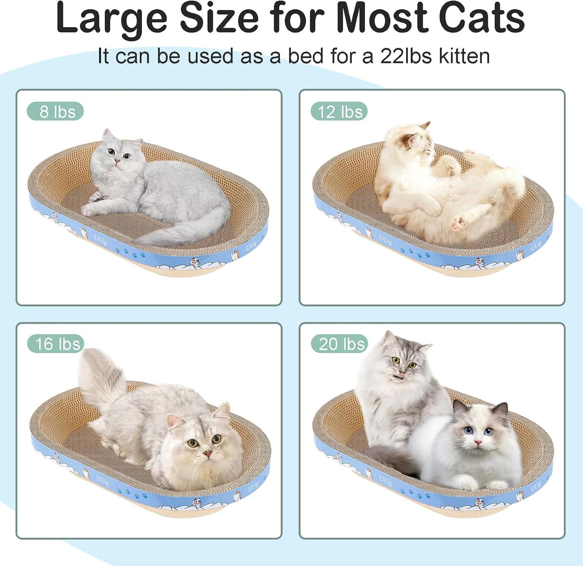 Cat Scratcher Bed 23.6x14.9” Extra Large Cardboard Cat Scratching Bed – Essentials for Cats - 2PC-23.6 x 14.9 x 3.9 inches - image 4