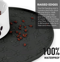 Silicone Pet Food Mat - Waterproof Dog & Cat Feeding Mat with High Lip to Prevent Spills & Protect - Black - image 2