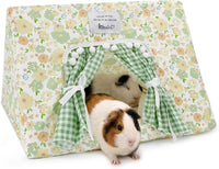 Jenvd Guinea Pig Hideout Large with Curtain - Flower- / Medium