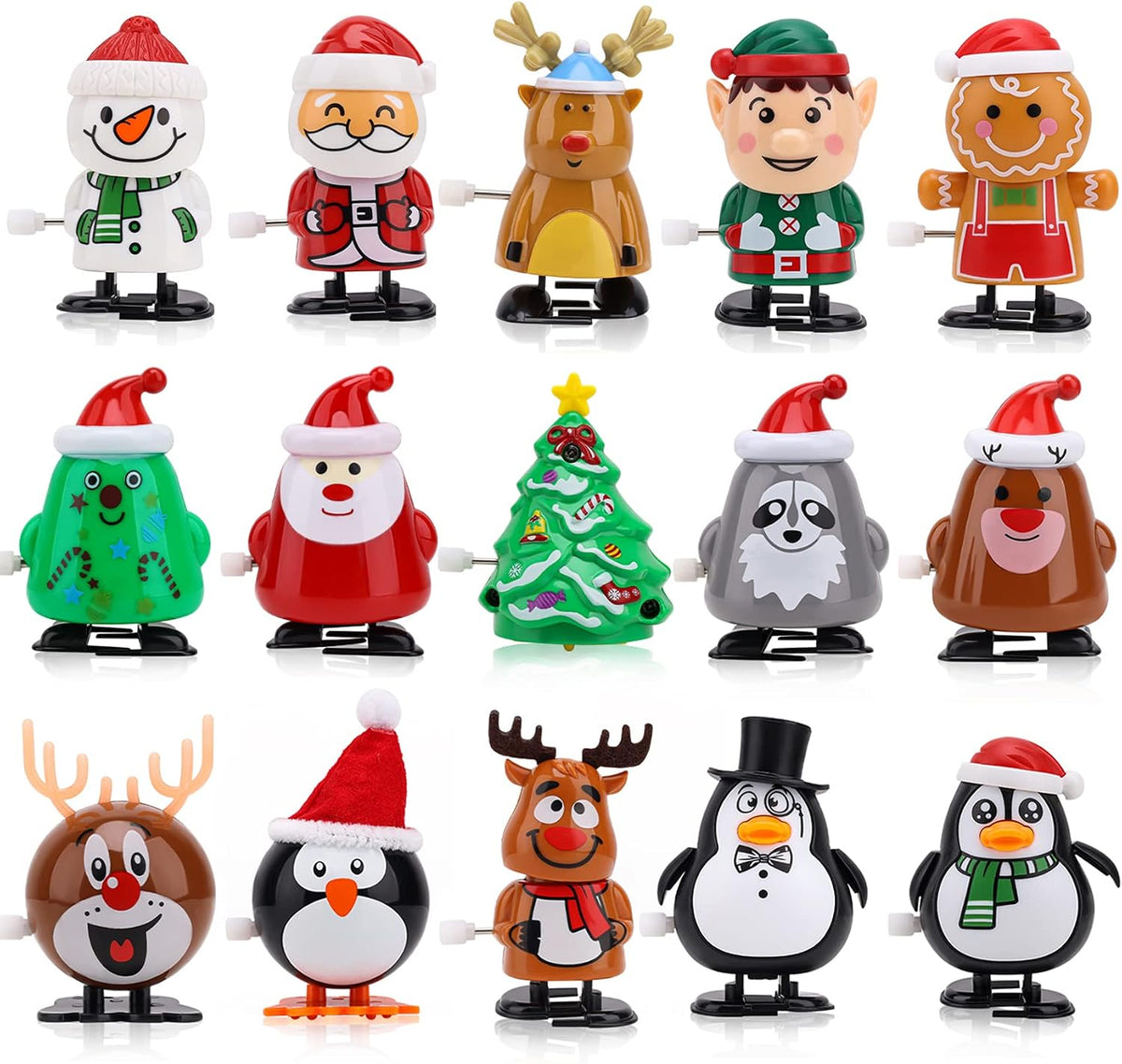 EEOCWF Christmas wind up toys for kids, 15 clockwork Santa, snowman and penguin figures - view 2