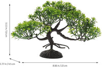 LOGOFUN 4 Pcs Aquarium Bonsai Tree Artificial Water Plant Fish Tank Decorations (Deep Green)