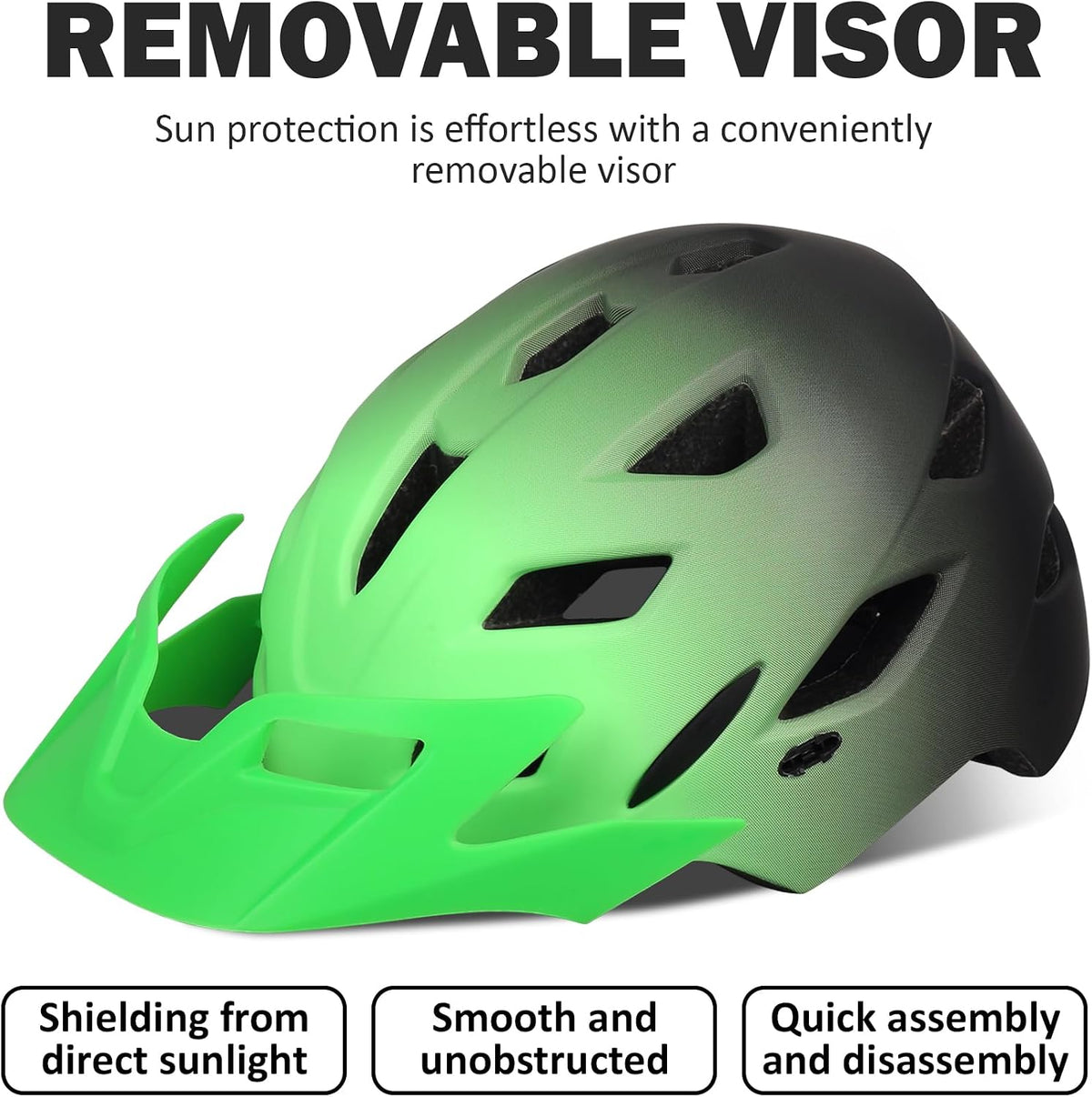 Kids Bike Helmet, Toddler Youth Helmet for Boys Girls, Ages 3-5 - Gradient Green Black / 50cm-57cm/19.7''-22.4'' - image 4