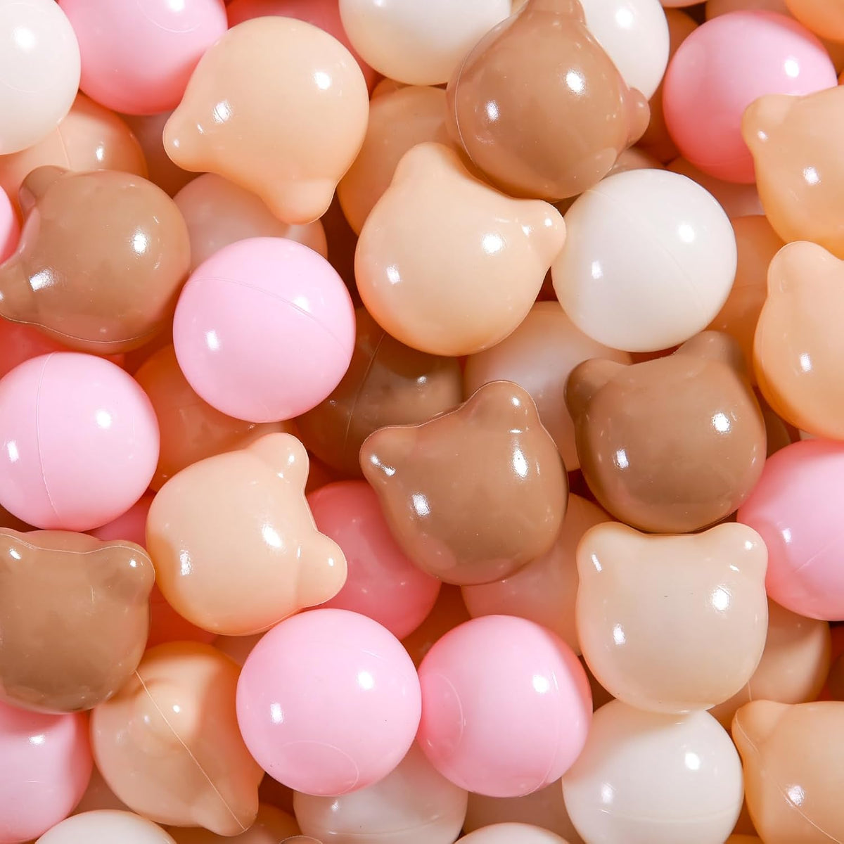 GOGOSO 100 pastel bear-shaped and round ball pit balls with zipper storage bag