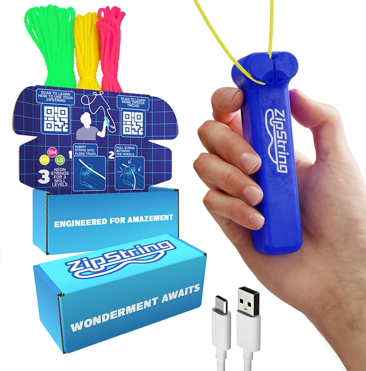 ZipString Original Rope Launcher Toy - Bold Blue