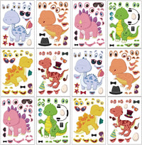 24 Sheets Make a Face Stickers for Kids Toddlers Party Favors Crafts – Fun for Kids & Family - Dinosaur