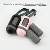 SVD.PET Dog Poop Bag Dispenser, Waste Bag Retractable, Black – Essentials for Dogs - 2-Pack -Black/Primrose Pink - image 2