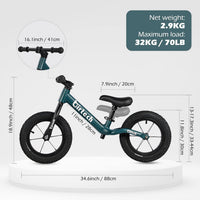 Birtech 12 inch balance bike with air rubber tires, U-shaped footrest and aluminum handlebar - view 15