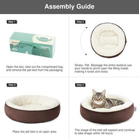 Love's cabin Round Donut Cat and Dog Cushion Bed, 20in Pet Bed for Cats or Small Dogs, Anti-Slip & Water-Resistant Bottom, Super Soft Durable Fabric Pet Beds, Washable Luxury Cat & Dog Bed Brown