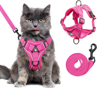 XL Cat Harness Escape Proof for Heavy Cats Adjustable for Extra Large - M / Fuchsia