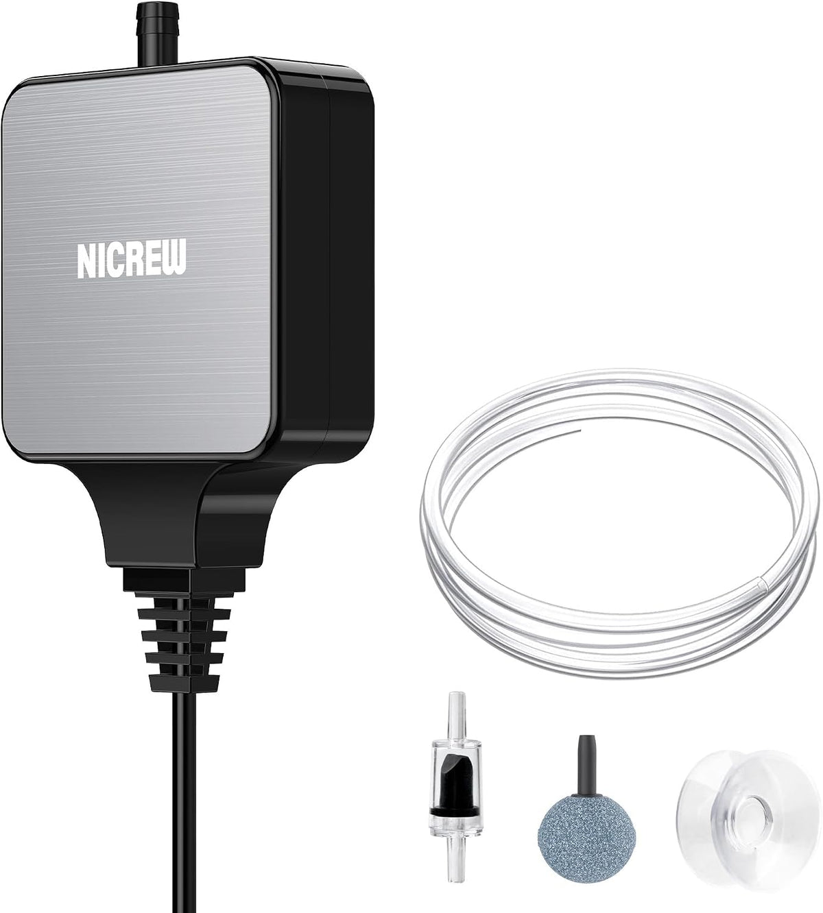 NICREW Nano Silent Aquarium Air Pump - up to 10 gallon / Black