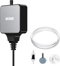NICREW Nano Silent Aquarium Air Pump - up to 10 gallon / Black