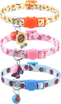 Breakaway Cat Collars with Bell - Sunflower& Ladybug& Butterfly