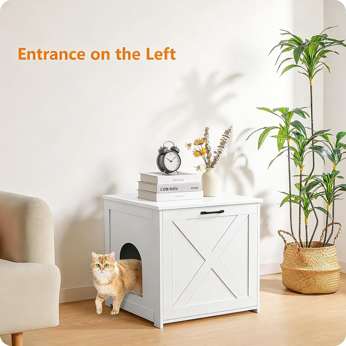 Cat Litter Box Enclosure, Hidden Litter Box Furniture - White / 23.6"L x 19.7"W x 21.7"H - image 3