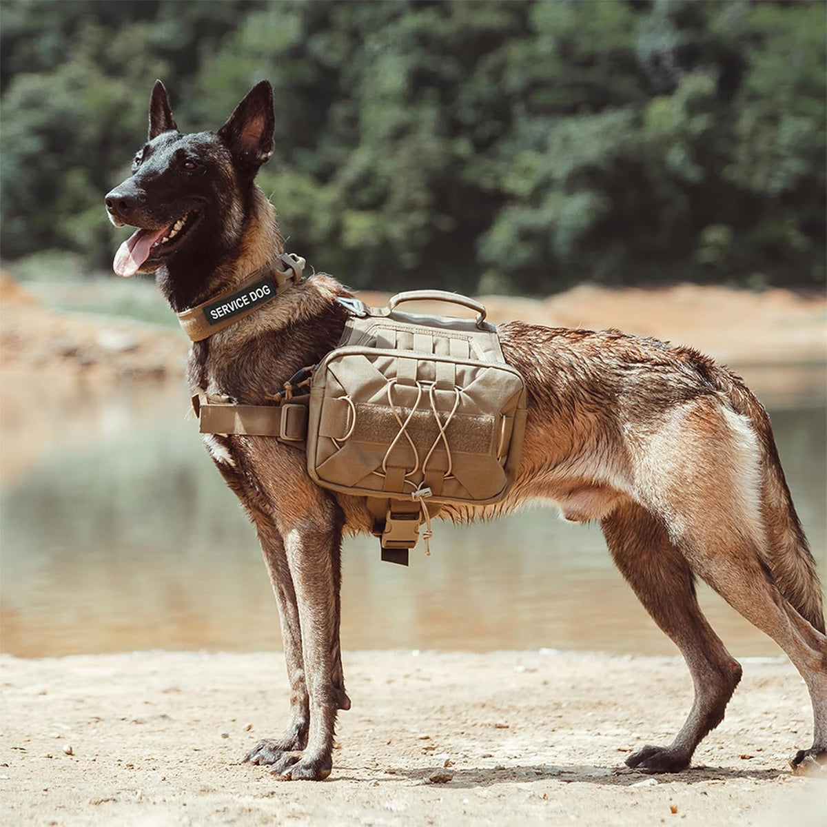 EXCELLENT ELITE SPANKER Nylon Dog Backpack with 2 Side Pockets - Coyote Brown / M-Chest 25.6-30" - image 4
