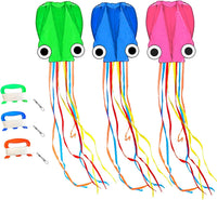 Kaiciuss large octopus soft kite in green, blue and pink