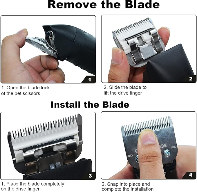 Audoc 3Pcs 40 Blade Dog Grooming Clipper Replacement Blades Compatible with Wahl/Oster Dog Clippers,Detachable Ceramic Blade & Stainless Steel Blade,Size 40 Cut Length 1/100"(0.25mm)