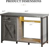 4ever2buy 55 Gallon Fish Tank Stand with LED Light & Power Outlets, 55-75 Gallon Aquarium Stand with Drawer & Barn Door, Cabinet for Fish Tank Accessories Storage for Reptile Tank, Turtle Tank, Gray