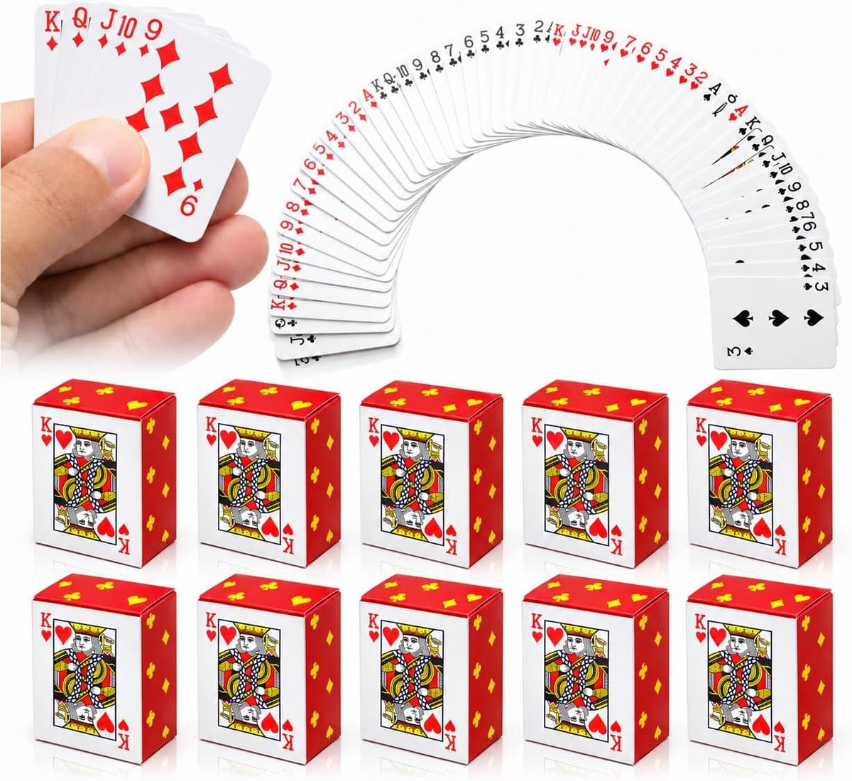 SHOWHIHI mini playing cards, 20 tiny red decks of 54 cards each, 1.65 inches tall - view 4
