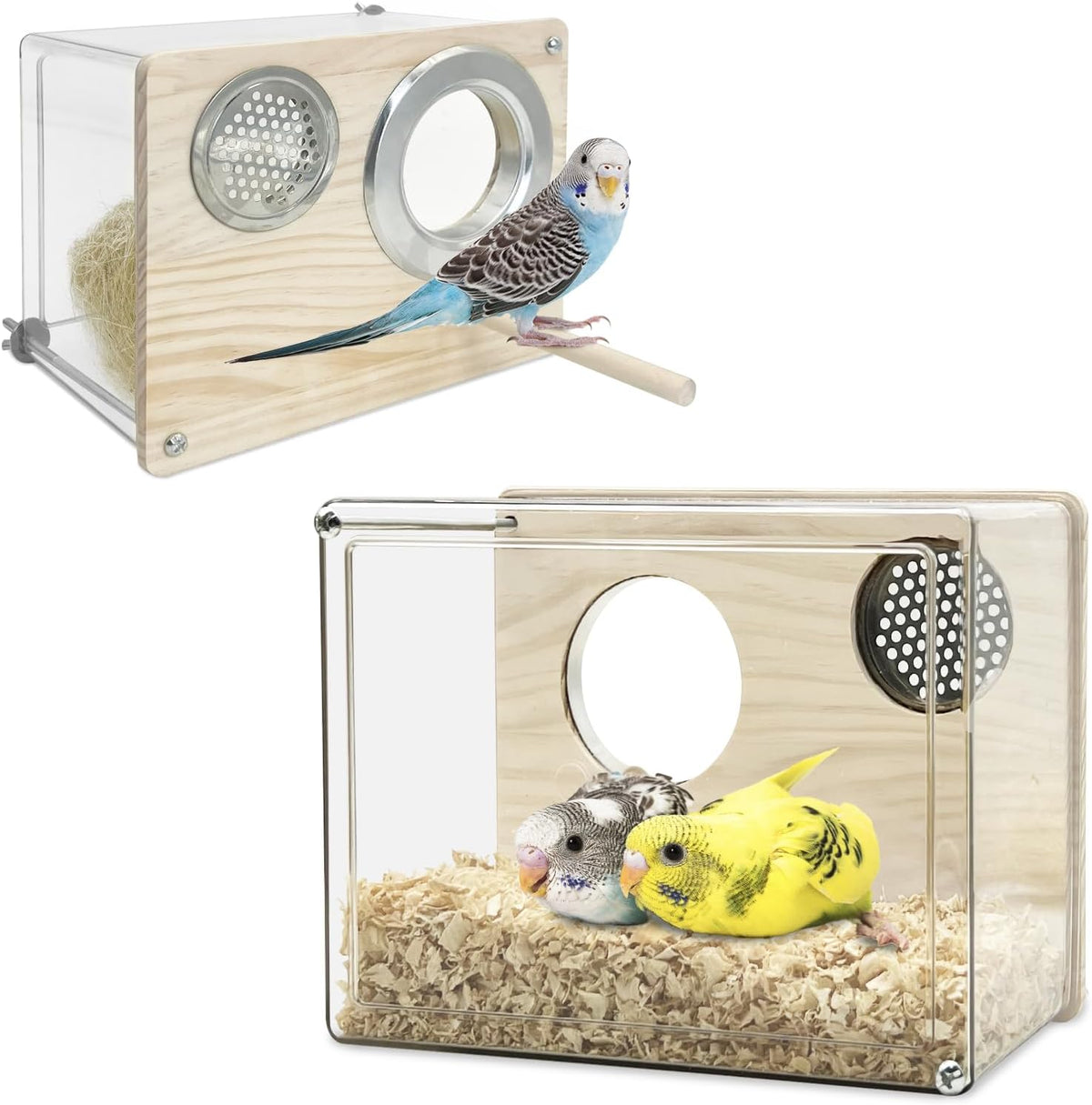 PINVNBY Parakeet Nesting Box Bird House for Cage Wood Mating Box Bird - Acrylic,L: 8.07*6.2*3.93 inch