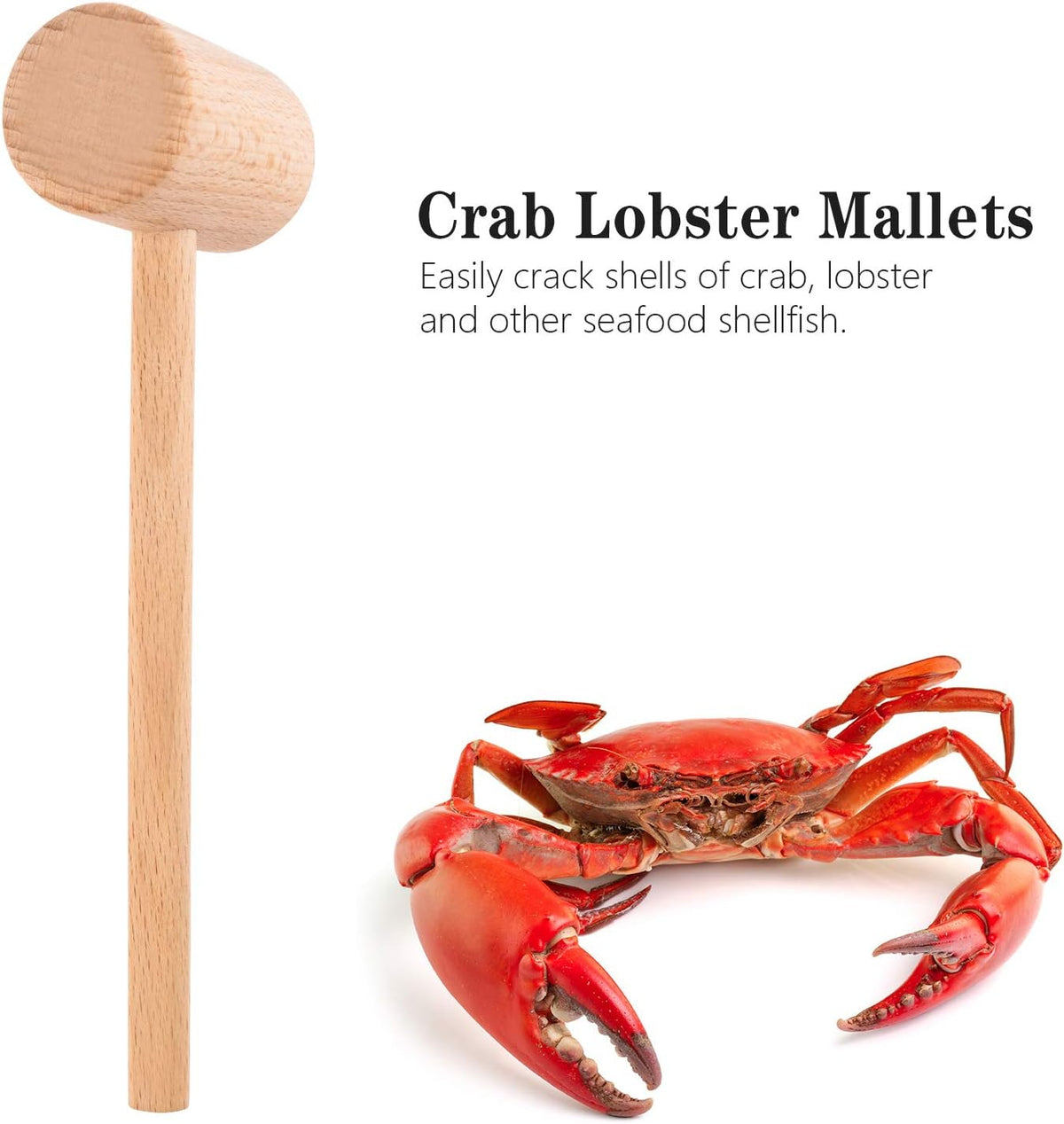 ZAUGONTW small natural hardwood crab mallet, 2.5 x 7.7 inches - view 4