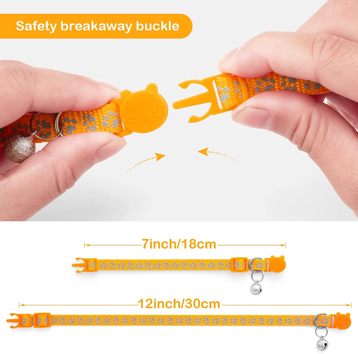 LLHK 2 Pack Breakaway Cat Collars & 2 Pcs Name Tags - Orange - image 4