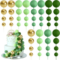 48 Pcs Balls Cake Topper Decorations Balloon Cupcake Toppers Foam - A07-green, Gold