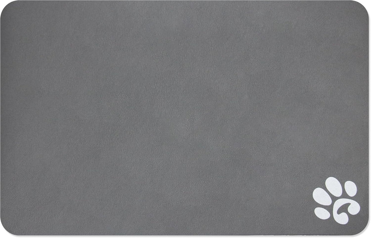 YCT Cat Food Mat for Pet Dog Feeting Mats - Dark Gray & Footprints Logo / 24"L x 16.9"W