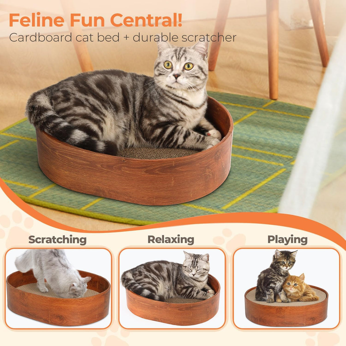 ComSaf Cat Scratcher Bed 17 x 13 in - 3 Pcs Board with Box - image 3