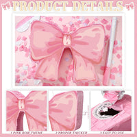 Feifeiya pink bow piñata with pink and white bat, eye masks and confetti - view 15