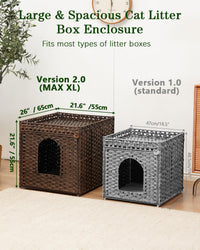 Cat Litter Box Enclosure Furniture, Hidden PE Rattan - Brown / XL - image 2