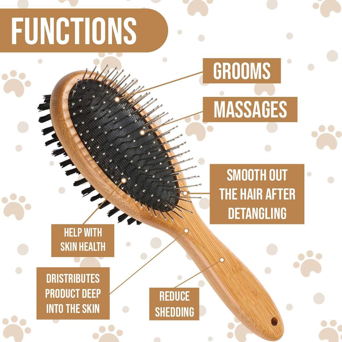 KylePet Dog Brush, Double Sided Pet Slicker Brush with Bamboo Handle for Dogs and Cats Long Hair - image 4
